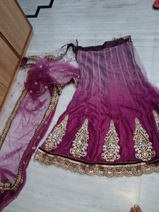Heavy Work Lehanga Cum Saree With Stitched Blous
