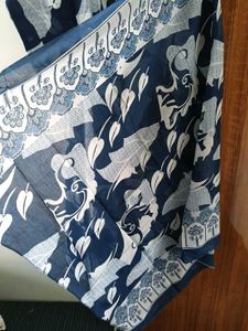 Blue &amp; White Cotton Salwar Kameez Suit