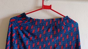 Blue Pleated Skirt with red Polka Dots 💕