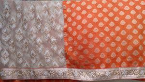 Golden &amp; Orange Saree With bluose