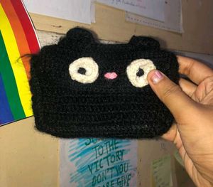 No Face Plush Keychain And Black Pouch