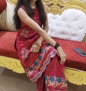 Maroon Embroidered Sharara Set