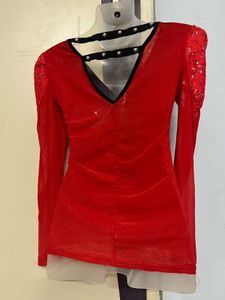 Yk2 Pinterest Red Lace Long Sleeve Top