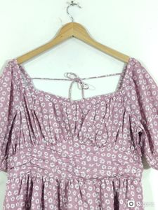 Faballey Printed Pleated Short Sleeves Dress