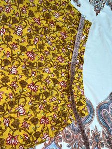Floral Print Yellow Ethnic Skirt