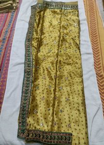 Mustard Yellow Silk Saree With Bandhani Prints