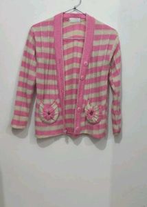 Pink Plaid Knit Cardigan
