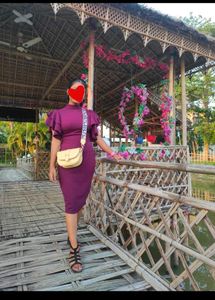 Chic Purple Ruffle Sleeve Bodycon Dress