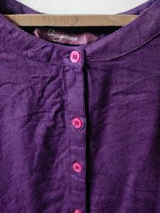 Purple Hi-Low Button-Up Dress