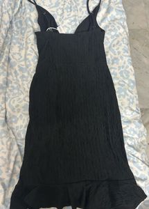 Black Ruffle Wrap Dress W Adjustable Straps
