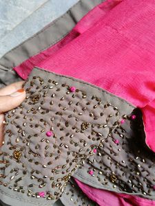 Womans Pretty Stone Kurta Set With Shall