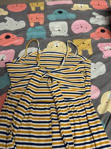 Multicolor Stripe Print on Cotton Yarn Dyed Dress