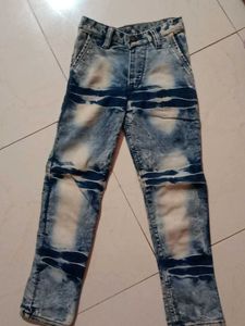 Boys Blue Patterned Jeans