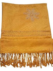 MUSTARD STOLE WITH SWAROVSKI WORK
