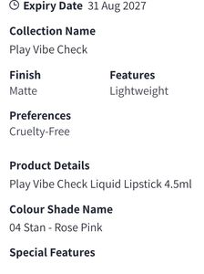 SUGAR Play Vibe Check Liquid Matte Lipstick