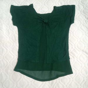 Green Tie-Front Top