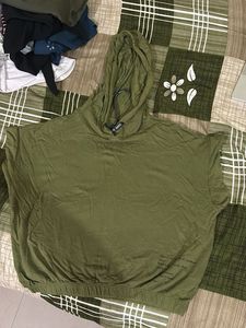 Olive Green Hoodie Top