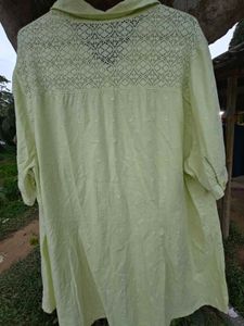 Vintage Lime Green Embroidered Blouse