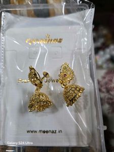 golden peacock jhumkas