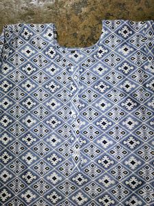 Blue Patterned Kurta Set