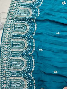 Teal Embroidered Wedding  Dress