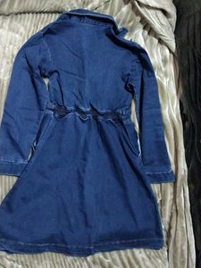 Denim Dress with Zipper And Front Slit