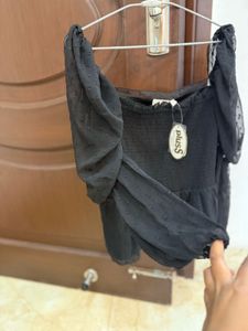 Black Puff Sleeve Top