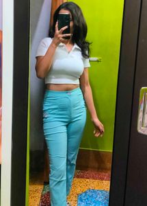 Blue Cropped Chinos