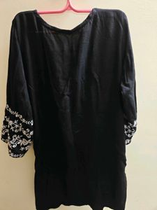 Embroidered Black Tunic Top