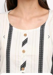 Striped Printed Flared Cotton Kurta