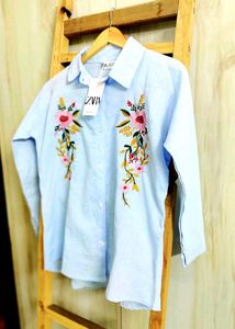 Zara Embroidered Floral Shirt Size-36