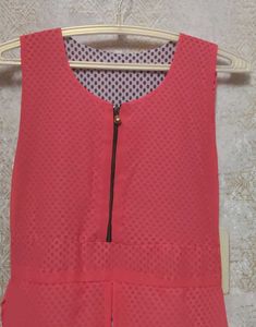 Coral Sleeveless Front Cut Out Dress