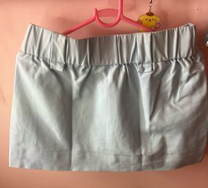 Powder Baby Blue Color Skirt With Shorts Inside