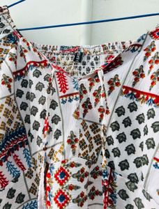 Patterned Tie-Front Top