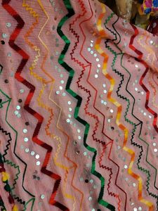 Embroidered Peach Dupatta