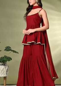 3 Piece Peplum Suit Garara Set With Dupatta