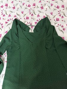 Green Polka Dot Ruffle Top