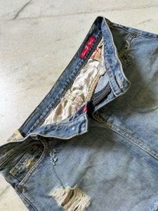 Distressed Denim Mini Skirt