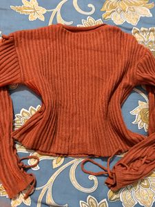 Zudio I Ribbed Sleeve-Tie Sweater