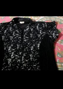 Black Maxi Dress with Floral Center Panel