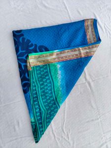 Elegant Blue Printed Cotton Dupatta 💙