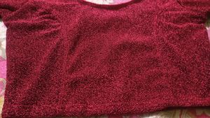 Shimmer Red Puff Blouse