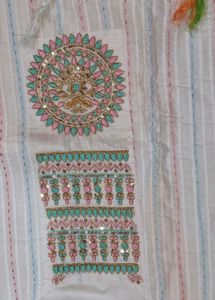 Chanderi Cotton Kurti Bottom Dupatta Set