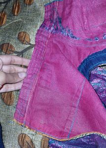 Purple Brocade Readymade Saree Blouse