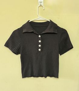 Ribbed Polo Top - Stylish &amp; Trendy