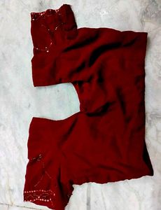 Meroon Color Wedding Georgette Blouse