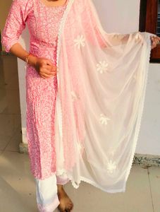 Pink Floral Print Kurta Set