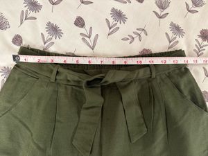 Olive Green Tie-Waist Pants
