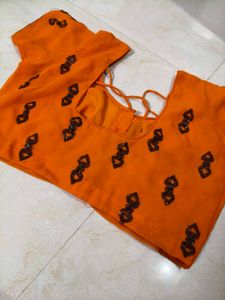 Orange Readymade Blouse Perfect with Black saree