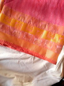 Pink Banarasi Saree with golden border and blouse